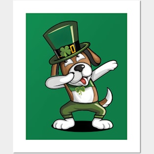 St Patricks Day Dabbing Dog Posters and Art